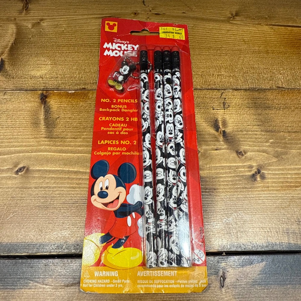 Vintage 1999 Disney Mickey Mouse Pencils Pentech Sealed Backpack Dangle
